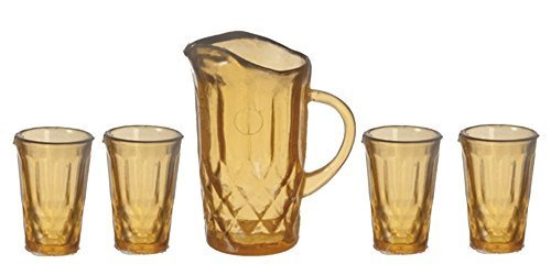 Cruche et verres ambre 1:12 Chrysnbon, accessoires de haute précision pour collectionneur