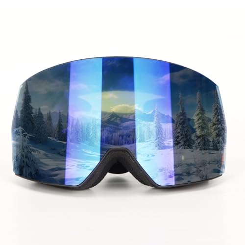 [Aissiora] スキーゴーグル スノボゴーグル 眼鏡対応 UV400保護 180°広視野球面レンズ スノーボード ゴーグル スポーツ用 滑り止めベルト 紫外線防止 大視界 ヘルメット対応 ベンチレーション 軽量 曇り止め 防塵防風防雪 耐衝撃 冬山登山/スノボ/スキー運動/男女兼用