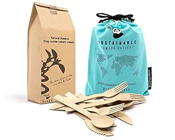 My Little Panda Disposable Bamboo Cutlery, Eco Friendly,100% Natural, Sustainable, Biodegradable and Compostable,Great for Camping, Parties, Barbecues, Events. Size 6.5 