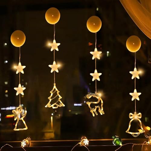 LED Lichterkette Weihnachtsdeko Fensterlichter,4 Stück Fensterdeko...