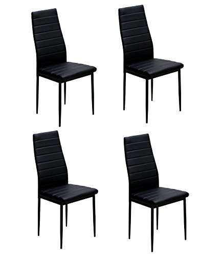 Ids Online Dining Side Chair With Foot Pad Black Modern Style Pu Leather #TOP3