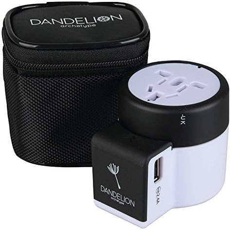 DANDELION Travel Adapter Outlet Adapter Traveler Accessory Universal Wall Charger 2 USB Ports (UK, USA, AU, Europe, Asia) International Power Plug Adaptor for Multiple Socket Type C, A, I, G (Black)