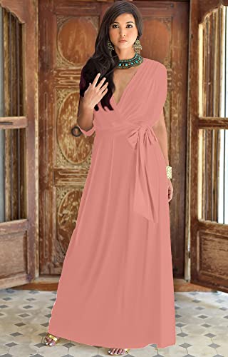 Image of KOH KOH Womens Long Semi-Formal Short Sleeve V-Neck Floor Length Maxi Dress Gown