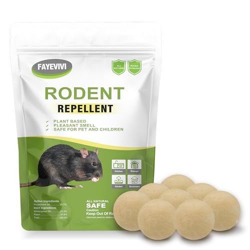 FAYEVIVI Repelente de ratones, repelente de roedores, disuasorio de ratas/ratones, más humano que la trampa para ratones y disuasorio ultrasónico, para interiores y exteriores, 8 unidades