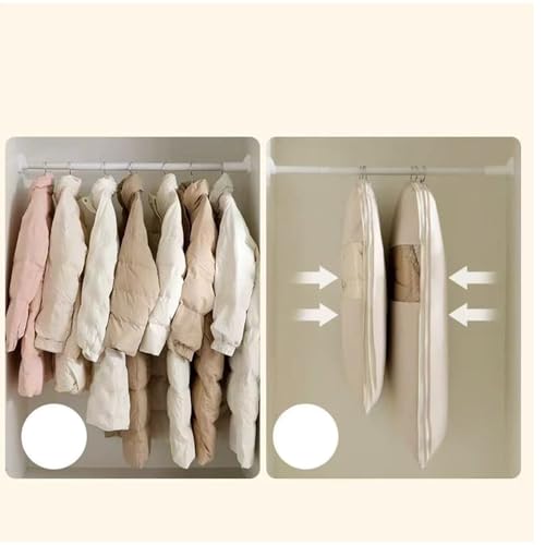 Hanging Garment Bag | Clothes Covers Protector Bags with Compression Zipper | Hangable Space Saving Vacuum Garment Bags | Dustproof Closet Organizers And Storage Bag For Down Coats And Jackets4