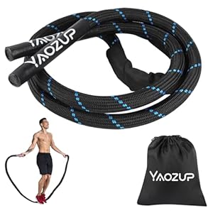Corde à Sauter Lourde, 1,2kg – Corde à Sauter Pondérée Adulte Fitness, Battle Jump Rope pour Hommes et Femmes – Entraînement Musculation Corps entier Perte de poids