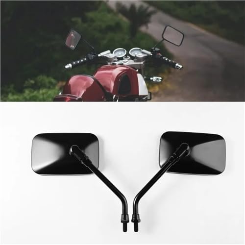 Espejos retrovisores para motocicleta de 10mm universales rectangulares negros de rosca scooter ATV