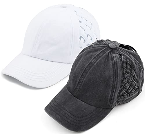 Image of Funky Junque Womens Baseball Cap Dad Hat Ponytail Messy Bun Trucker Ponycap
