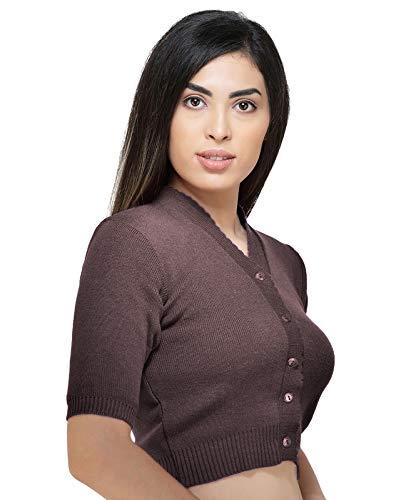 Image of Women Winter Wear V-Neck Half Sleeves Regular Fit Woollen Blouse