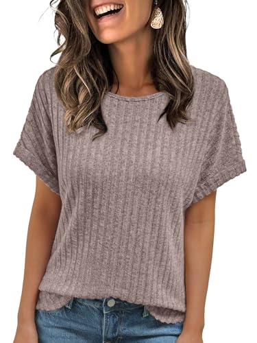 Image of AUTOMET Womens Short Sleeve Tops Fall Shirts 2026 Lightweight Sweater | Dressy Casual Blouse, Fashion Summer Clothing, Cute Spring Outfits, Business Work Tunic, Trend Boho