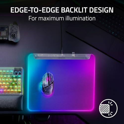 Image of Razer Firefly V2 Pro Fully Illuminated RGB Gaming Mouse Mat: Backlit Design - 15 Zone Chroma Lighting - USB 2.0 Port - Detachable USB Type C Cable - Micro Textured Surface - Anti Slip Base