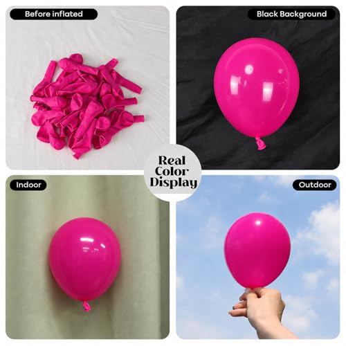 Image of Togvu Hot Pink Balloons, 50Pack 5 Inch Small Mini Bright Pink Magenta Latex Party Balloons for Tropical Aloha Luau Summer Birthday Bridal Shower Bachelorette Wedding Valentine's Day Party Decorations