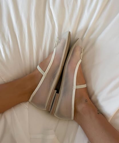 MAVMAX Women's Ballet Flat with Bow Mesh Shoes Women Flat Slip On Ballerina Shoes Round Toe Comfortable Daily Dress Shoe3