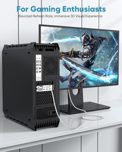 Câble DisplayPort blanc 8K ultra fluide HDR pour PC