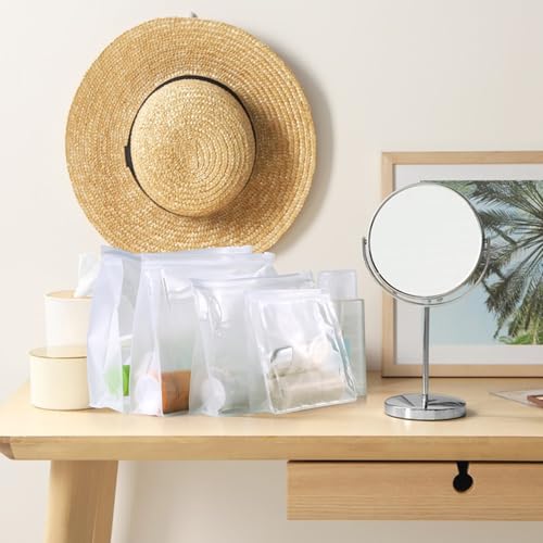 50 PCS Mini Clear Makeup Bag,Small Clear Zipper Pouch Travel Bag for Toiletries Plastic Cosmetic Organizer Waterproof，for Swimsuit Bikini Travel Vacation(7.9 x 5.9 x 2 Inch)4