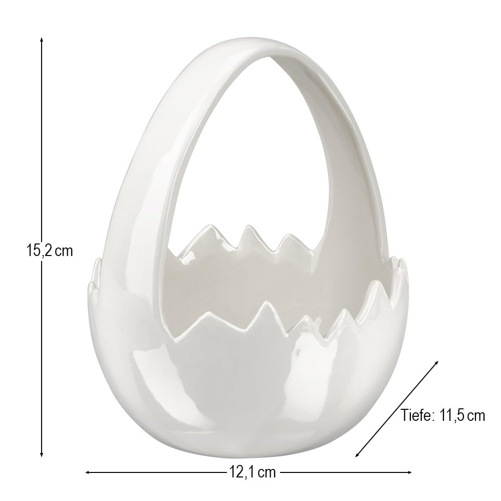Ideen mit Herz Miseczki w kształcie skorupki jajka, wysokość 15,2 cm, szerokość 12,1 cm, głębokość 11,5 cm, błyszczące, białe, dekoracja wielkanocna
