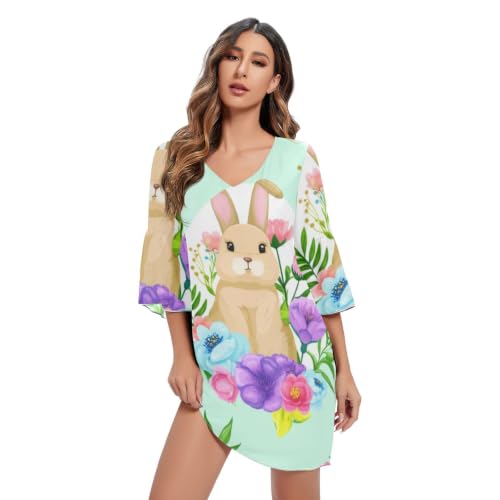Robe en mousseline de soie de qualité supérieure avec imprimé floral de Pâques raffiné