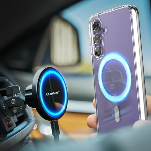 Image of Magnetic Silicone Case for Samsung Galaxy S23FE 5G Compatible with MagSafe, Shockproof Phone Bumper Cover, Anti-Scratch Clear Back (Clear)