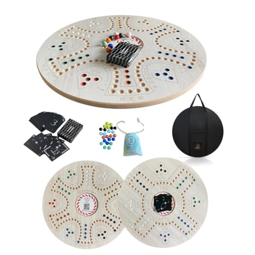 JackarooJoker Wooden Board Game Set 51 cm Double-Sided Board 4-6 Players with Carrying Bag for Audlt 14+