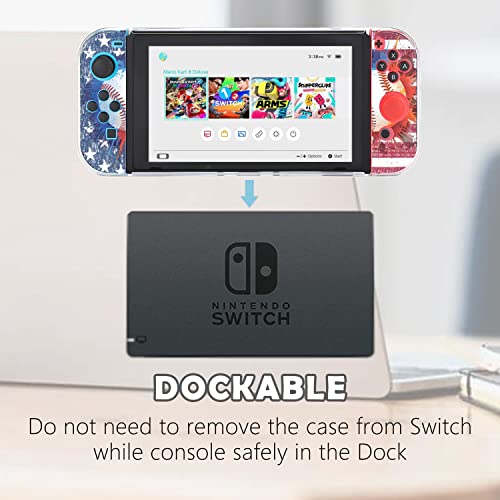 Gadzille Dockable Switch Case American Flag Baseball Switch Case 360°Full Protection Anti-Fall-Scratch Durable Hard Nintendos Switch Case Protector For Switch Console And Joy-Cons #TOP2