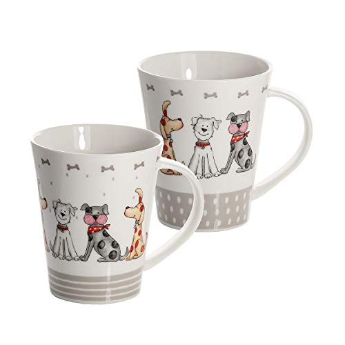 Hund Kaffeebecher Tassen Set 2 Lustig Hunde Kaffeetasse Teebecher Teetassen Keramik Porzellan Hundemotiv Geschenk für Hundeliebhaber Geschenke Hundebesitzer und Hundefreunde