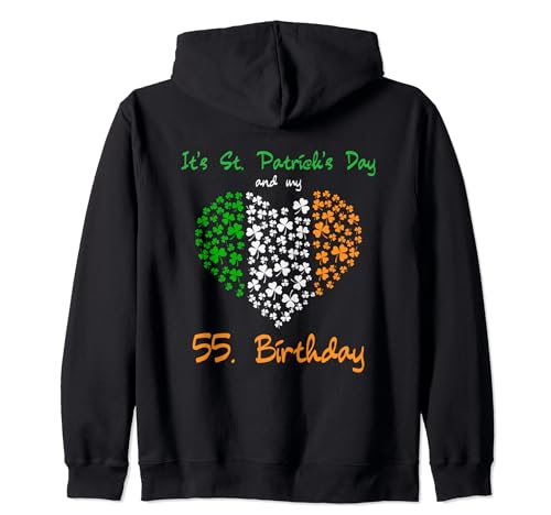 55th Birthday Love Irish Shamrock St. Patty's Sudadera con Capucha