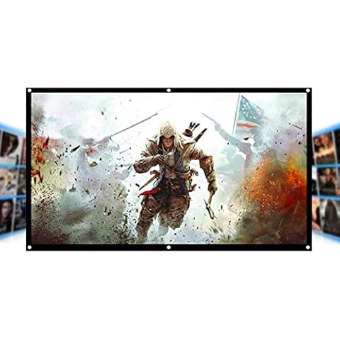 Geevorks 60inch Portable Projector Screen HD,16:9 White Dacron Foldable Projection Screen,Wall Mounted Movie Screen for Home Theater Office Indoors Outdoors+6 Double-Sided Adhesives&6 Sticking Hooks Cover