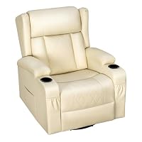 WOLTU Fauteuil Relax Pivotant à 360°, inclinable, Bascule, PU, Beige