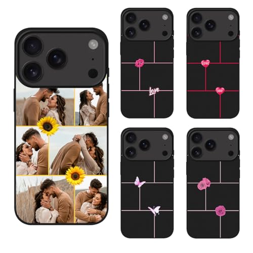 Custodia per foto compatibile con Apple iPhone 17 Pro - Cover per telefono personalizzata con immagini multiple collage, in silicone protettivo antiurto personalizzato, custodia sottile in gomma di