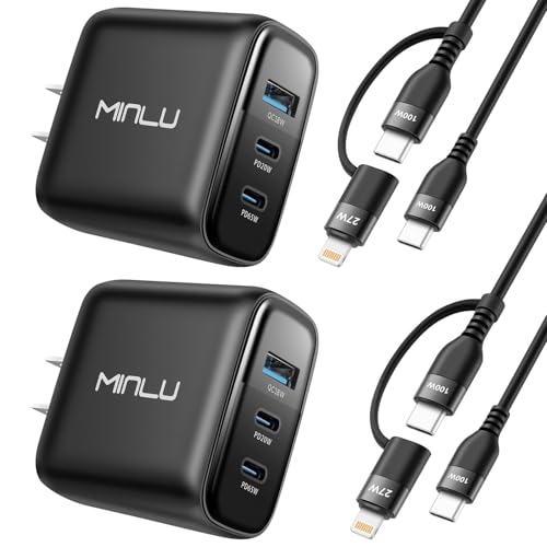 MINLU 65W GaN Charger (3-Port, 2-Pack with Cable)