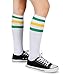 Pareberry Classical Triple Stripes Soft Cotton Over-the-Calf Retro Tube Socks (A-Pair(Green/Yellow/White))