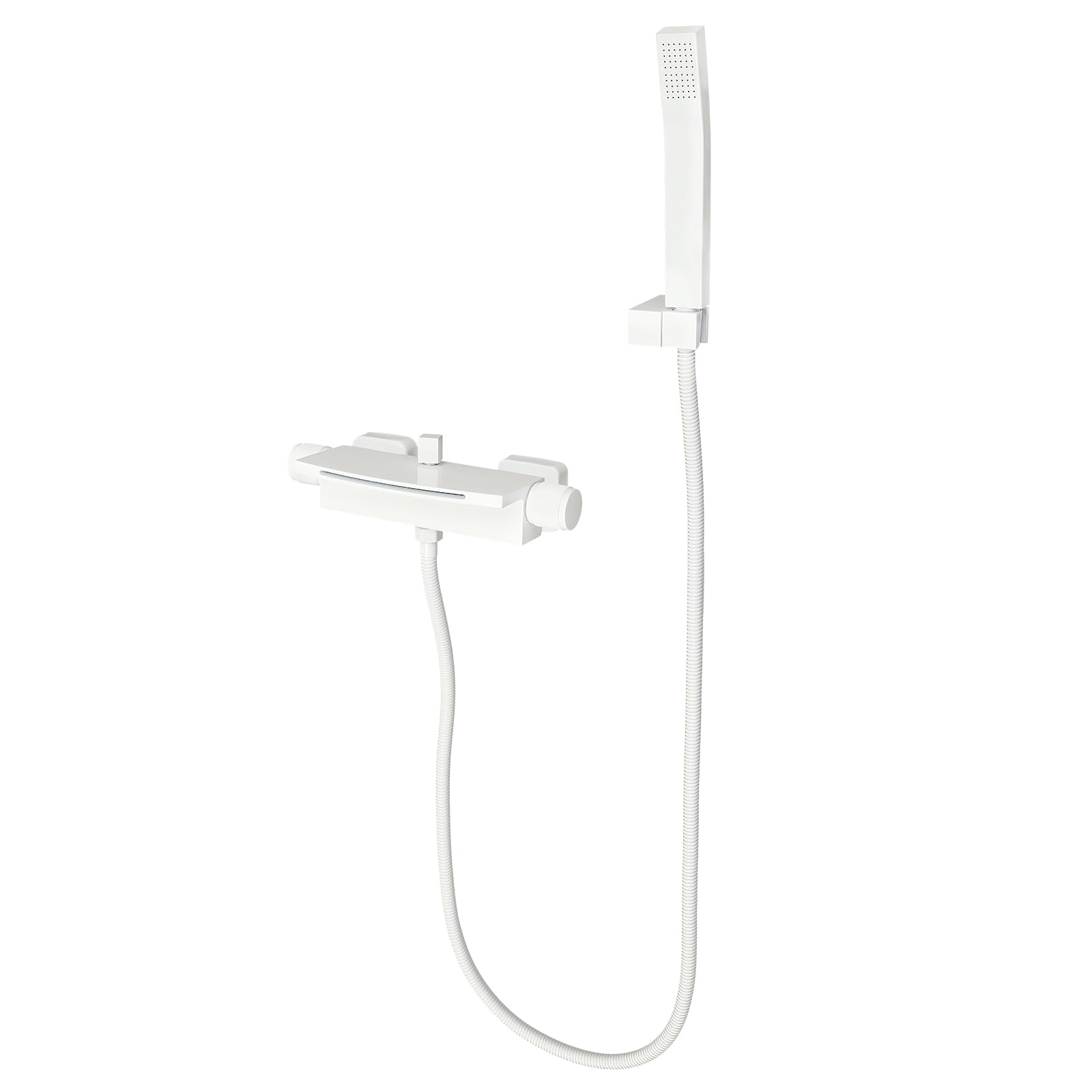 Robinet de baignoire contre le calcaire mitigeur mural blanc cascade avec tuyau inox 304