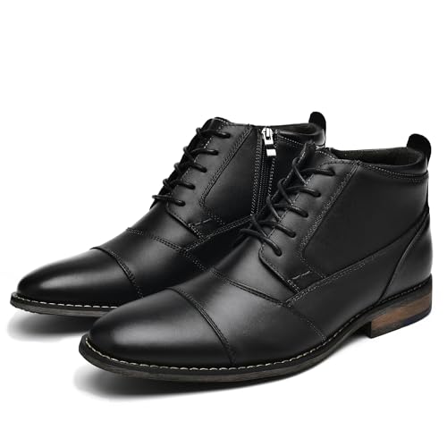 Image of Arkbird Men's Dress Boots Genuine Leather Cap Toe Ankle Boot with Side Zipper for Casual Business Formal Wear