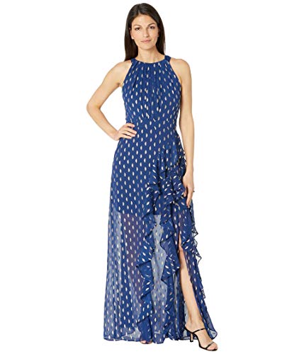 Image of Betsy & Adam Women's Long Halter Chiffon Clip Dot