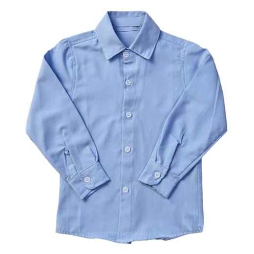 Camisa Social Infantil Menino Bebê Branca Manga Longa (BR, Alfa, Único, Regular, 3, Azul-Bebê)
