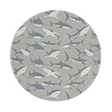 サメ 円形 レーザー対応デスクマット ワイヤレスゲーミングマウスパッド