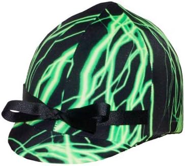 Equestrian Riding Helmet Cover - Neon Green Lightening