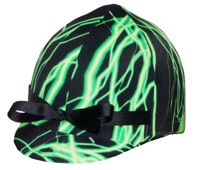 Equestrian Riding Helmet Cover - Neon Green Lightening