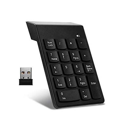Teclado numérico inalámbrico Teclado numérico portátil de 18 Teclas con Mini Receptor USB 2.4G para computadora portátil, computadora de Escritorio, Surface Pro, PC - Negro