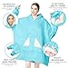 Touchat Wearable Blanket Hoodie, Oversized Sherpa Blanket Sweatshirt with Hood Pocket and Sleeves, Super Soft Warm Plush Hooded Blanket for Adult Women Men, One Size Fits All (Teal)