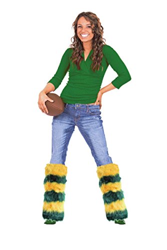 Sports Novelties Fluffy Green & Gold Leg Warmers