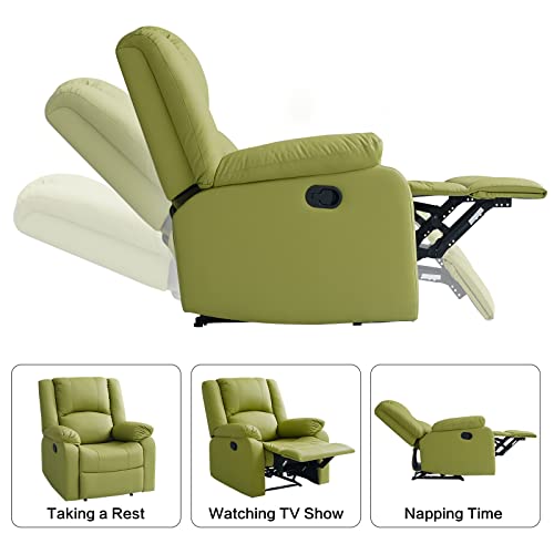 Ashomeli Large Real Leather Recliner Chair, 150 Degree Tilt, Living Room Bedroom Sofa Recliner (Green) #TOP4