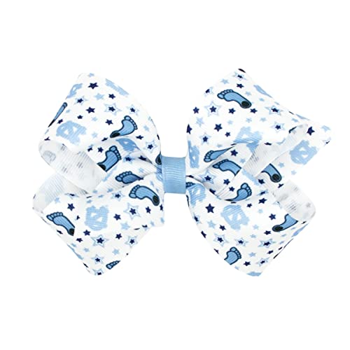 Divine Creations Girls' Collegiate Themed Game Day Logo Print Hair Bow by Wee Ones on a WeeStay Clip, Classic Grosgrain, Medium, University North Carolina