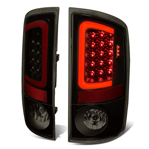 Auto Dynasty LED Tail Light Compatible with 2007-2009 Dodge Ram 1500 2500 3500 Reverse Brake Lamp with Red 3D LED C-Tube Bar Driver and Passenger Side Black Housing Smoked Lens