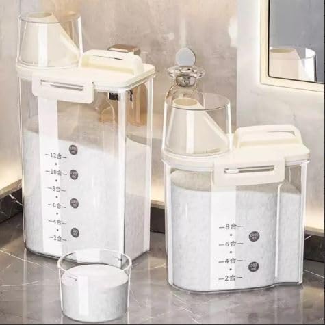 Pote Hermético de Acrílico para Alimentos, 2500ml, Tampa com Trava e Copo Medidor, Transparente, Pot