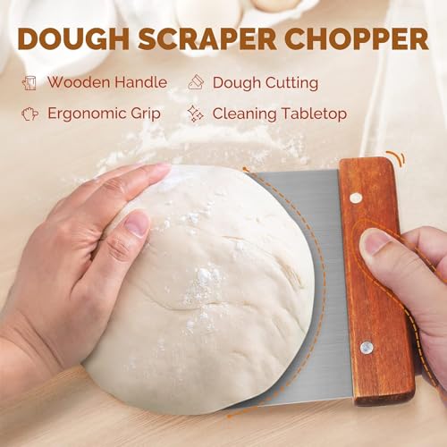 Sourdough Bread Baking Set, 25cm Oval & 23cm Round Banneton Bread Proofing Baskets, Silicone Bread Sling, Danish Dough Whisk, Dough Scraper Kit, Silicone Brush - Image 5
