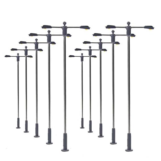 Evemodel LQS11 10pcs Model Railway Train Lamp Post Street Warm White Lights N TT Scale LEDs NEW