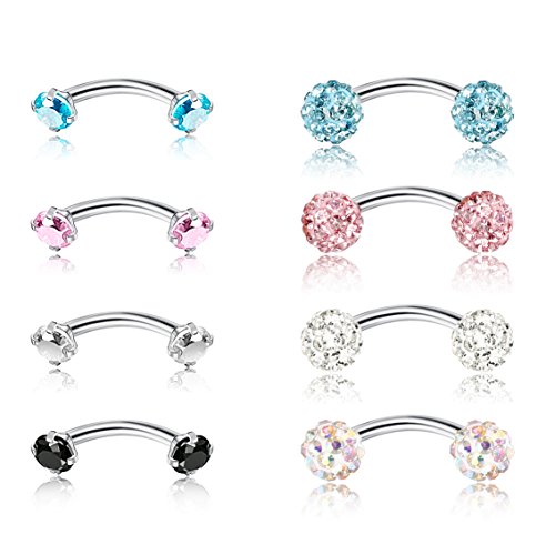 Orazio 8Pcs 16G Stainless Steel Eyebrow Ear Navel Belly Lip Ring Body Piercing Jewelry 6-12Mm (8Pcs, 6Mm) #TOP3