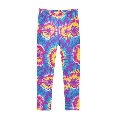Trippy Tie Dye Girls Leggings Soft Stretch Workout Yoga Dance Pants for Kids Casual Tights