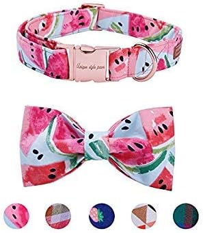 USP Pet Soft&Comfy Bowtie Dog Collar and Cat Collar Pet Gift for Dogs and Cats Adjustable Pure Cotton Collars 6 Sizes and 5 Patterns
